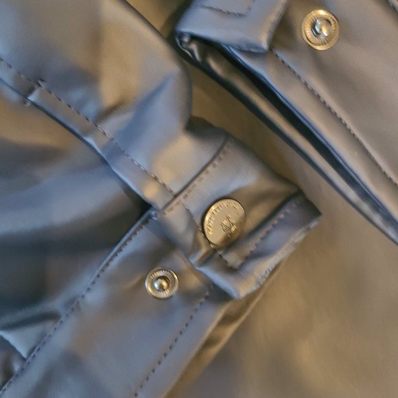 NWT Men's Navy Faux Leather Mid Length Buttoned Jacket - Picture 3 of 9